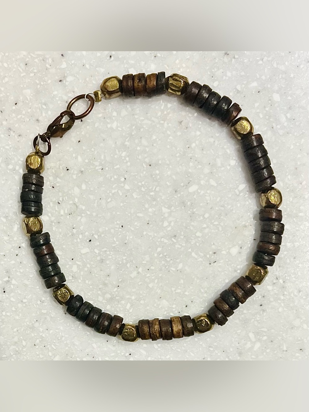 Vintage Brown and Gold Beaded Bracelet